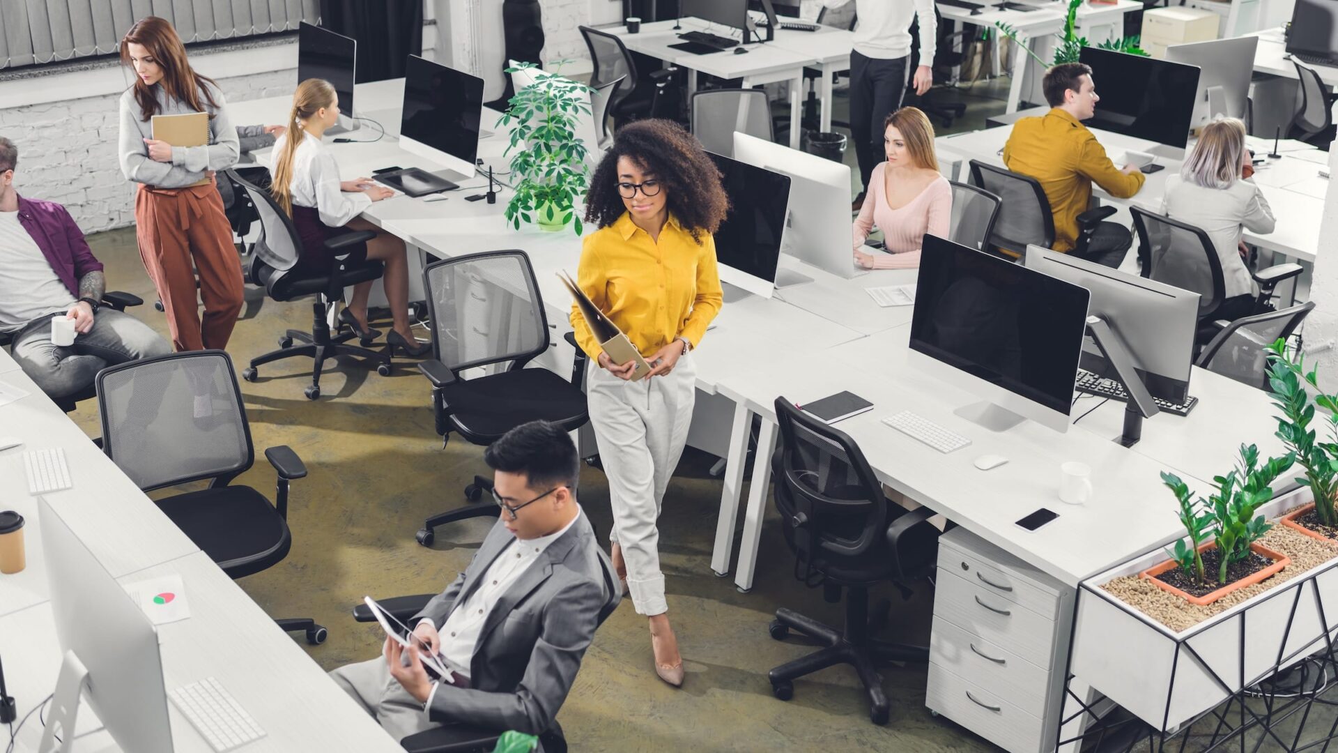 Overhead view office